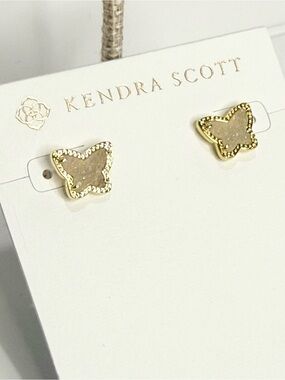 Kendra Scott Gold-Tone Lillia Druzy Butterfly Earrings